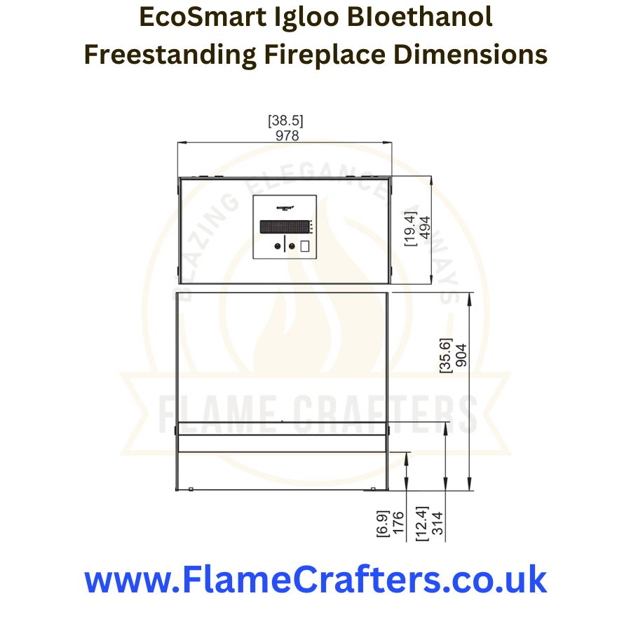 EcoSmart Igloo BIoethanol Freestanding Fireplace  Dimensions