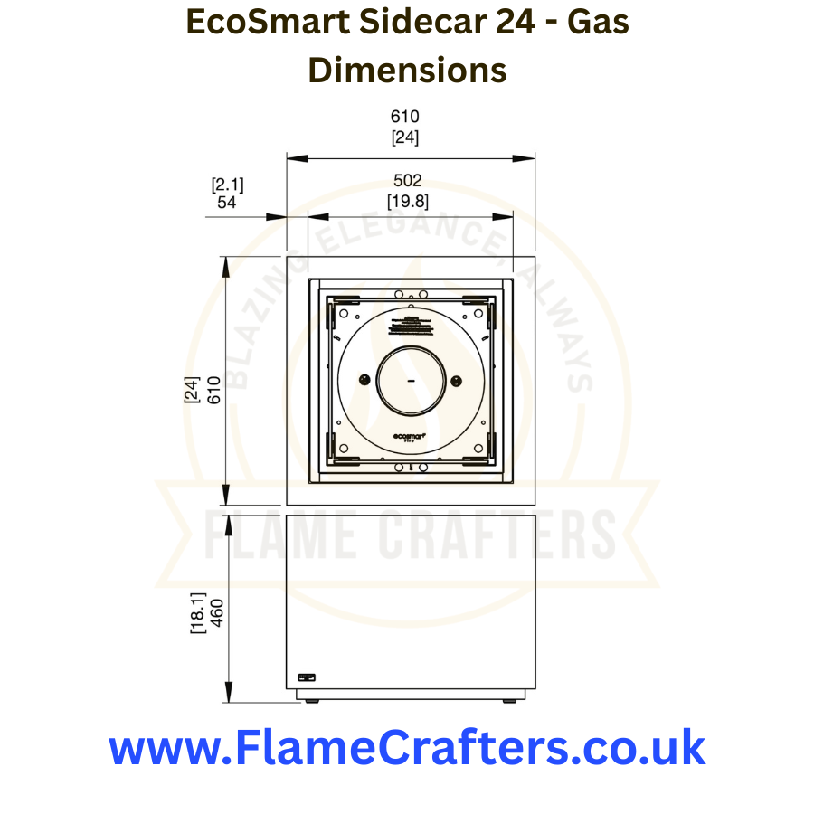EcoSmart Sidecar 24 Gas Dimensions