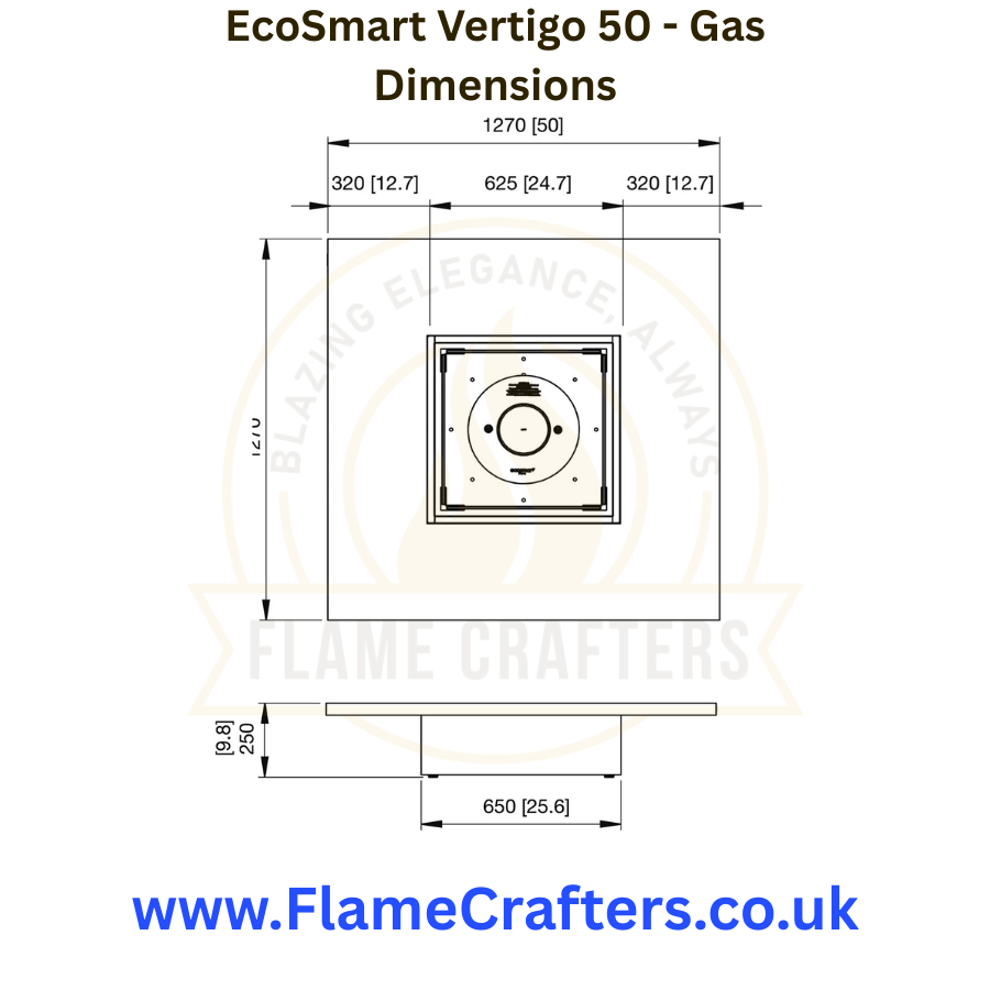EcoSmart Vertigo 50VL Gas Dimensions