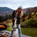 Chopping firewood for the fire pit using the Kindling Cracker
