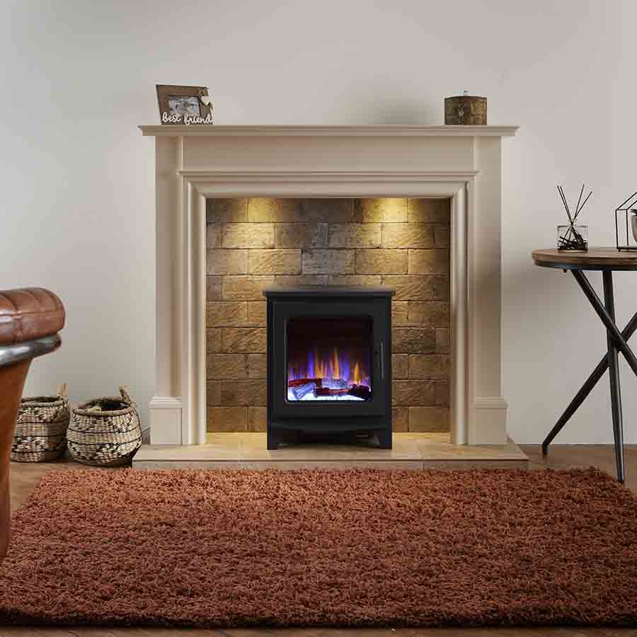 Firetti Darwin Suite with Firetti Milan Stove with gas effect flame - By OER
