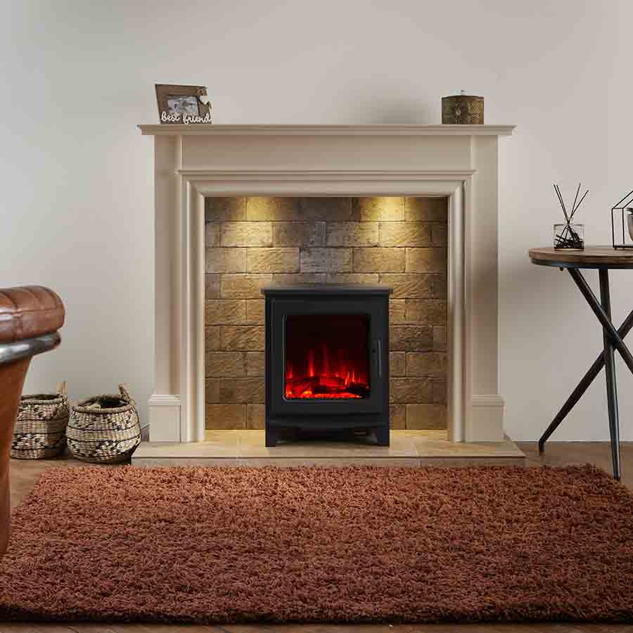 Firetti Darwin with Firetti Milan Stove - Red Flame effect