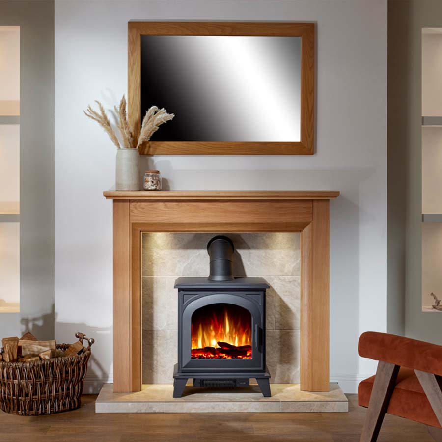 OER Firetti Ravena Electric Stove in Timber Suite