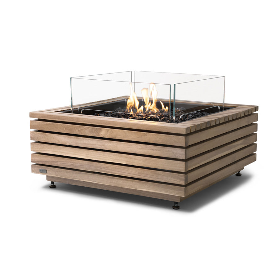 EcoSmart Fire Base 30 Fire Pit Table Teak 45 Angle