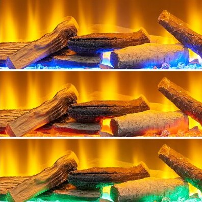 Acantha Nexus Inset Fire bed lighting, Blue, Orange & Green