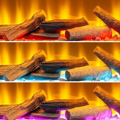 Acantha Nexus Inset Fire bed lighting, Red, Blue & Purple